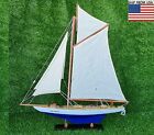 Columbia Pond Yacht Model Handmade Wooden Ship For Home Decor Gift Room Display