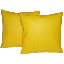 Cushion Cover Leather Pillow Throw Hair Decorative Genuine Decor Rug Yellow 19