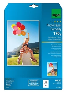 SIGEL IP713 InkJet Fotopapier hochglänzend, weiß, 170 g, A4, 20 Blatt - Afbeelding 1 van 5