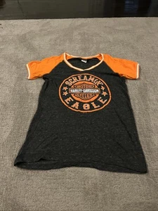 Harley Davidson Damen HD Schwarz Shirt Screaming Eagle Orange Sparkle XL SCHÖN - Bild 1 von 5