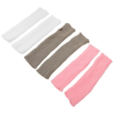  3 Pairs Guanti Lunghi Senza Dita Sleeve Braccio Carine Copertura Del Inverno - Immagine 1 di 4