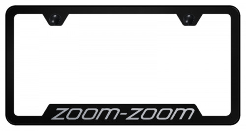Mazda Zoom Zoom Logo Black Finish Notched License Plate Frame Official Licensed