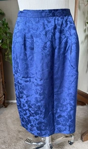 Blue Floral 100% Silk Skirt, size 16 - Picture 1 of 8