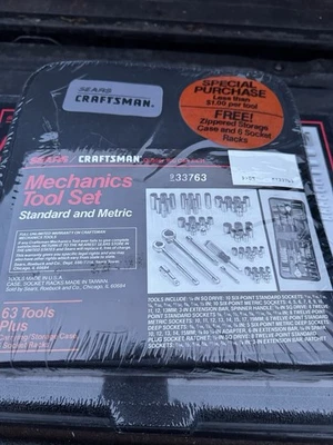 Juego de enchufes de herramientas mecánicas Sears Craftsman EE. UU. Nos muy raro 63 piezas 33763 de colección Foto 1 de 4