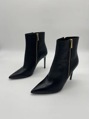 MICHAEL KORS Cuero Stilletto Keke Botines Cremallera Negro Mujer 9.5M Botas Foto 1 de 4