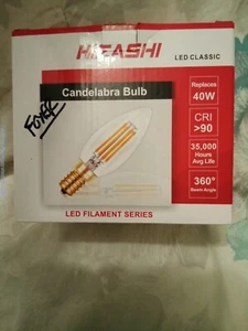 Candelabra LED Filament Candle Series Bulb E12 4W 12 pack - Picture 1 of 5