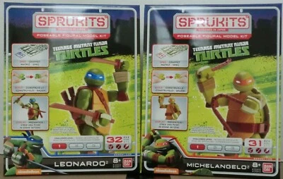LOTE DE 2 KIT MODELO SPRUKITS BANDAI TMNT MICHELANGELO LEONARDO NUEVO Foto 1 de 3