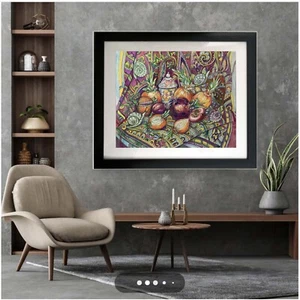 Original painting “Onions” 22” x 26” Framed. Single piece. Signed. Watercolor. - Picture 1 of 9