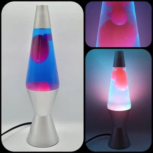 14.5-Inch Silver Base Lava Lamp - Purple Wax in Blue Liquid No. 2118 2021 Vers. - Picture 1 of 19