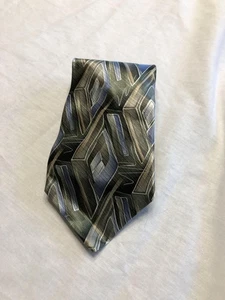 Murano Italia Tie Mens Silk Geometric Blue Silver Gray Made USA Classic Necktie - Picture 1 of 7