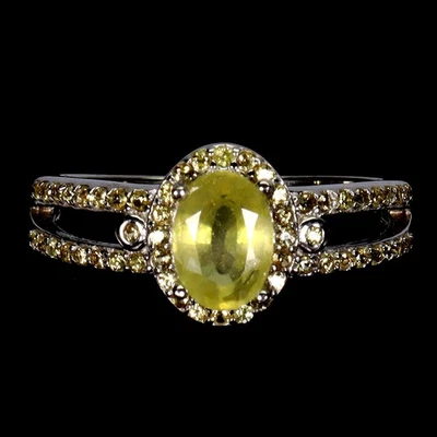 Anillo de plata de ley 925 ovalado zafiro amarillo 7x5 mm zafiro piedras preciosas joyería 7 Foto 1 de 4