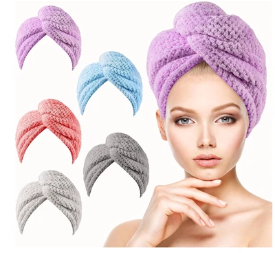5 PIEZAS Toalla de Microfibra para el Cabello, Envolturas para el Cabello para Mujeres Cabello Mojado, Secado Rápido Foto 1 de 4