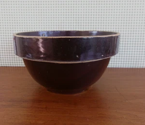 Antique Brown Crock Stoneware Vintage Mixing Bowl - Picture 1 of 8