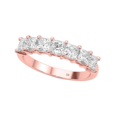 Alianza de boda de diamantes blancos talla princesa creada en laboratorio de 1,0 quilates en oro de 14 k Foto 1 de 4