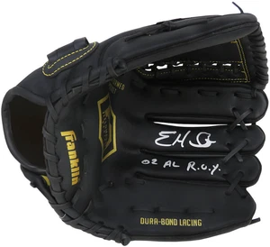 Eric Hinske Signed Franklin Black Baseball Fielders Glove w/02 AL ROY - (SS COA) - Picture 1 of 1