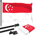 Kombi: aluminiowy maszt flagowy 6 stóp czarny i singapurska flaga singapurska nadruk 3x5 stóp