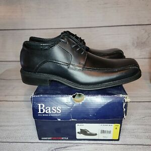 GH Bass & Co Albany Mens Size 8 Black Leather Bicycle Toe Oxford Dress Shoes