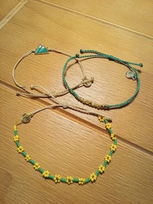 Lote - 3 Pulseras Ajustables Cordón Pura Vida, Cuentas Cobre Blanco Turquesa Margarita Foto 1 de 4