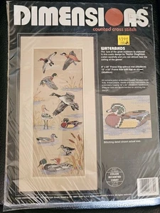 Dimensions Waterbirds anatre oche pollo contato punto croce #3732 vintage 1992 - Foto 1 di 3
