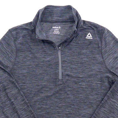 Camisa deportiva pulóver de manga larga de poli/spandex gris 1/4 cremallera Reebok para hombre L/G/G Foto 1 de 4