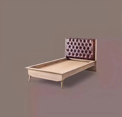 Bett Loft Holz Chesterfield 100x200cm Bettrahmen Gepolstertes Kopfteil - Bild 1 von 3