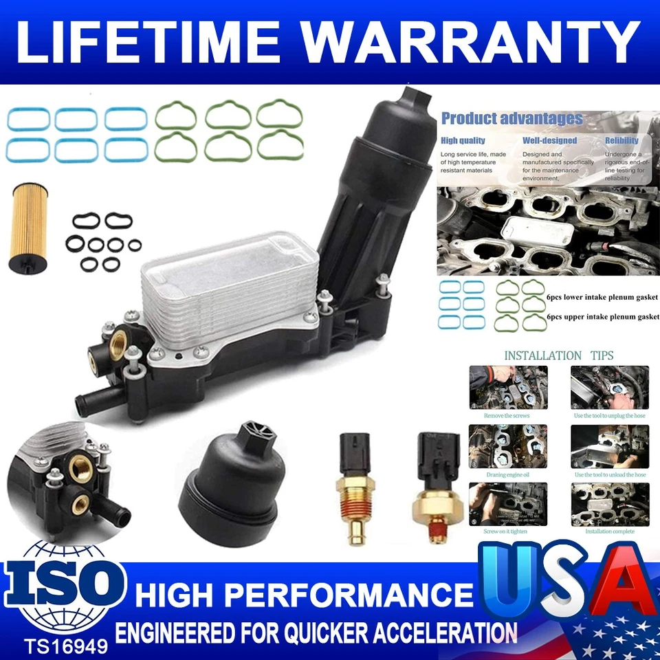 Carcasa de filtro de refrigeración de aceite con sellos de admisión para Dodge Grand Caravan 2014-2016 3,6 L Foto 1 de 4