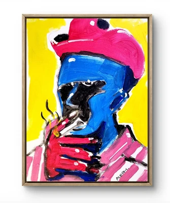 Arte Original Vaquero Fumando 14x11 Arte Pop Contemporáneo Pintura Acrílica Firmada Foto 1 de 4