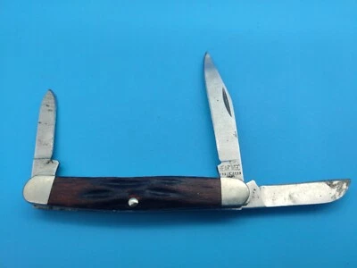 Navaja de Bolsillo Plegable Bear MGC U.S.A. Pequeña 3 Hojas Mango de Madera Punta Doblada Foto 1 de 4