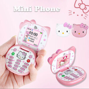 T99 Unlocked Mini Cute Hello Kitty Flip Phone Cartoon Mobile Phone For Girl Kid
