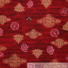 BonEful Fabric FQ Cotton Quilt Maroon Red Black Gold Metallic Music Note Holiday