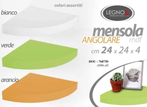 MENSOLA ANGOLO ANGOLARE PARETE STAFFA REGGIMENSOLA BIANCA VERDE ARANCIONE 24cm - Foto 1 di 5