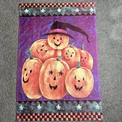 "Casa de vacaciones de Halloween vintage NCE 1999 bandera calabazas Jack O' Lantern 24"" x 36""" Foto 1 de 4