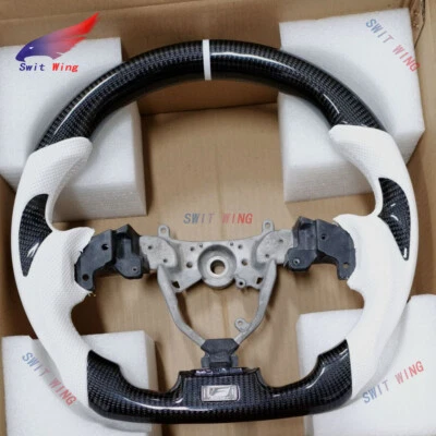 Volante de fibra de carbono real para Lexus IS 200 250 350 ISF + cuero blanco Foto 1 de 4