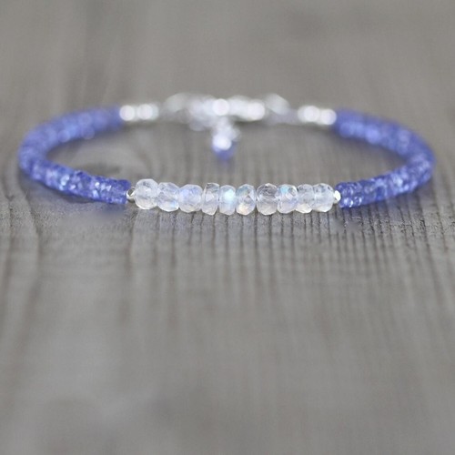VALENTINO Bracciale 3 4mm Tanzanite Naturale Bianco Arcobaleno Sfaccettato Rondelle Gemme Perline