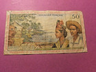 1964 French Antilles 50 FRANCS Banknote - RARE F15/VF