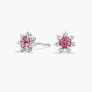 Fine 0.60 TCW Round Cut Simulated Tourmaline & Sapphire Blossom Women's Earrings - Picture 1 of 7