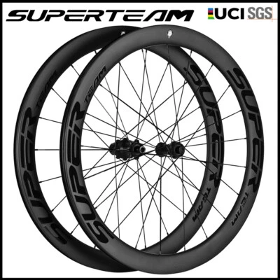 SUPERTEAM Disc Brake Wheels 700C Carbon Wheelset 50mm Disc Brake Road Bike Wheel