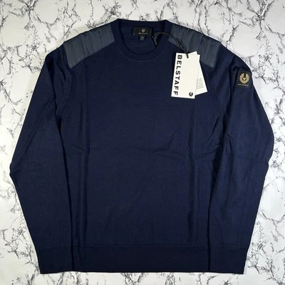 Jersey de lana Kerrigan azul marino lavado BELSTAFF para hombre TALLA MEDIANA NUEVO CON ETIQUETAS auténtico Foto 1 de 4