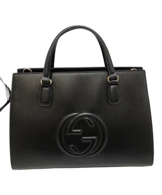 Bolso de hombro Gucci Soho entrelazado número de modelo 607721 negro para mujer Foto 1 de 4