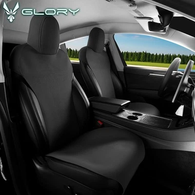 Fundas de asiento para Tesla Modelo Y 20-24 cojín estilo V1 gamuza cuero negro Foto 1 de 4