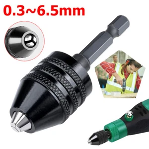 0.3-6.5mm 1/4" Hex Shank Keyless Impact Driver Drill Bit Chuck Adapter Converter - Picture 1 of 11