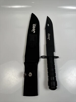 Cuchillo de supervivencia JEEP hoja fija 440 acero inoxidable combate estuche negro brújula coincide Foto 1 de 4