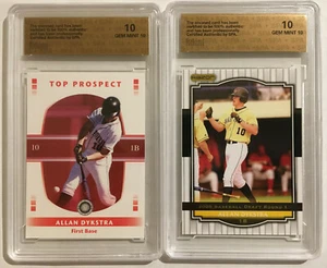 2008 Minor League Cards of Allan Dykstra, both graded GEM MINT 10 - Picture 1 of 7