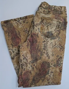 Vintage 1990s Crossing Pointe Ginger Paisley Denim Jeans Size 14 Miss USA Cotton - Picture 1 of 9