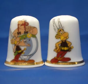 Birchcroft Thimbles Pair -- Asterix & Obelix -- Free Dome Gift Boxes - Picture 1 of 3