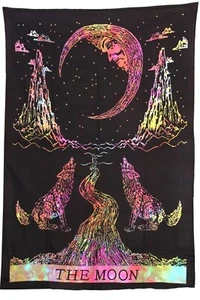 Mandala Decor Crying Moon Bedding Indian Cotton Tapestry Handmade Wall Hangings - Picture 1 of 4