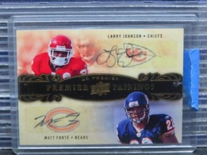 2008 UD Premier Matt Forte Larry Johnson Pairtins Dual Rookie Auto RC #24/50