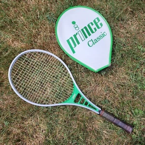 Vtg Retro 80s Prince Classic Green Tennis Racket 4 1/4 Grip w/ Cover - Picture 1 of 8