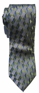 John Ashford NUEVO Verde Geométrico Cuello Corbata Seda $55 A3666 - Imagen 1 de 1
