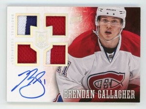 2013-14 Panini Prime Brendan Gallagher Quad Prime Rookie Jersey Auto 33/50